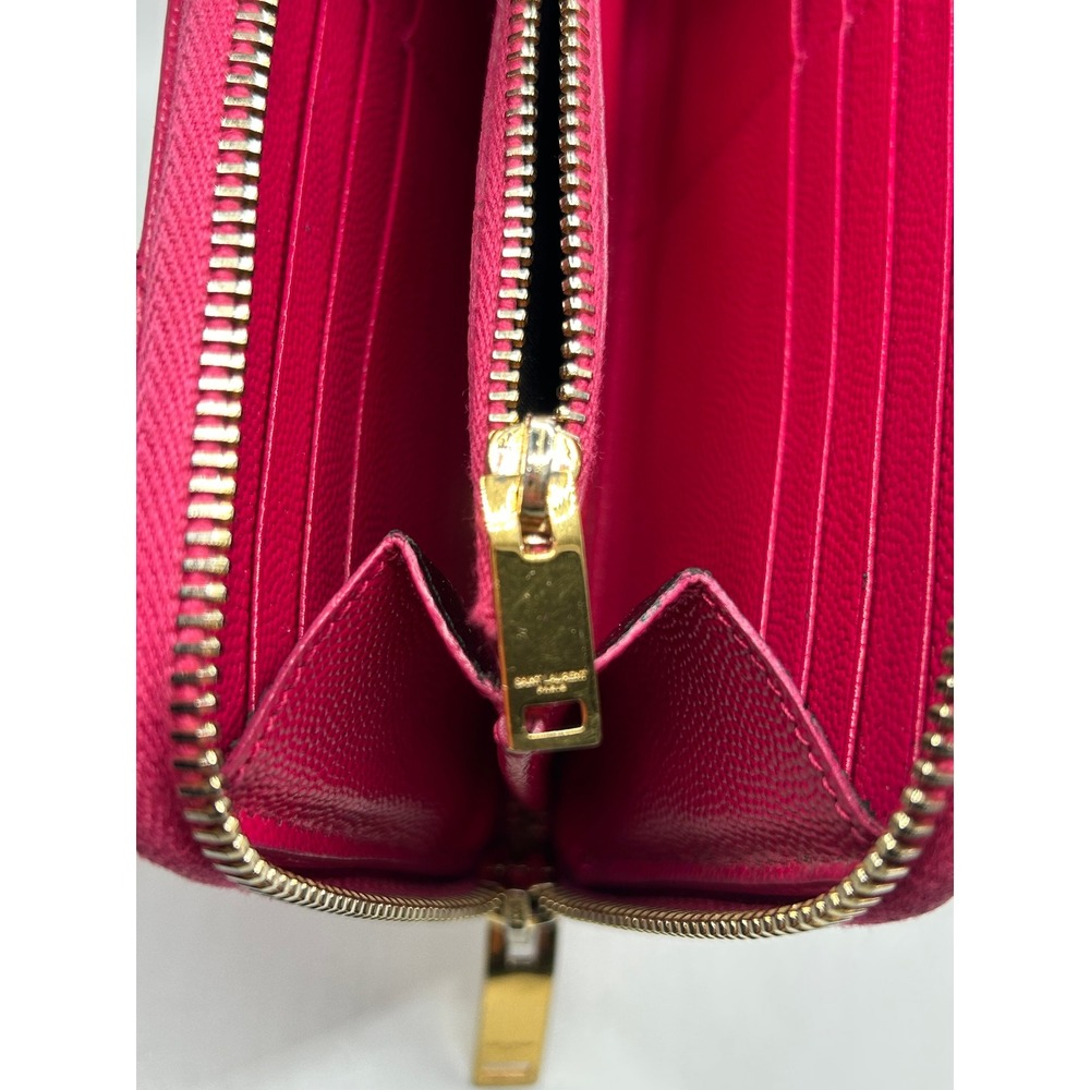 Saint Laurent YSL‎ Pink Chevron Monogram Zip Around Wallet#355 - Picture 14 of 14